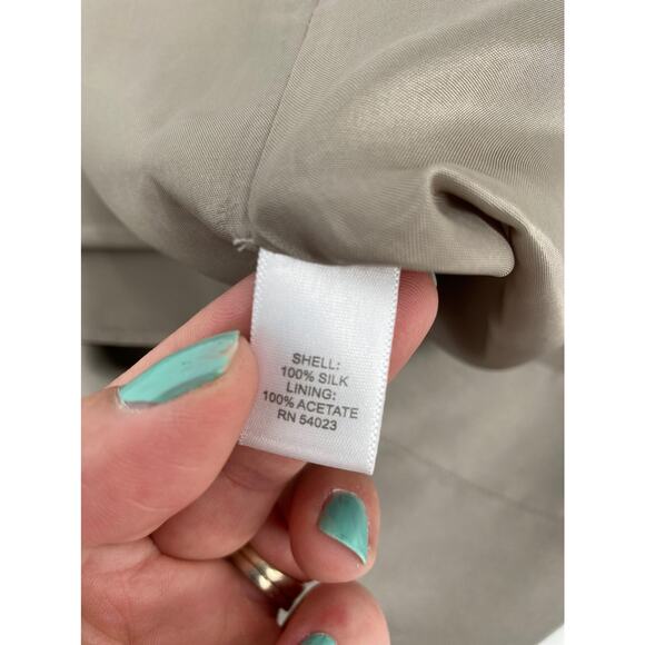 Banana Republic One Shoulder Tan Ruffle Dress 100% Silk Size 4P 4 Petite - Picture 5 of 11